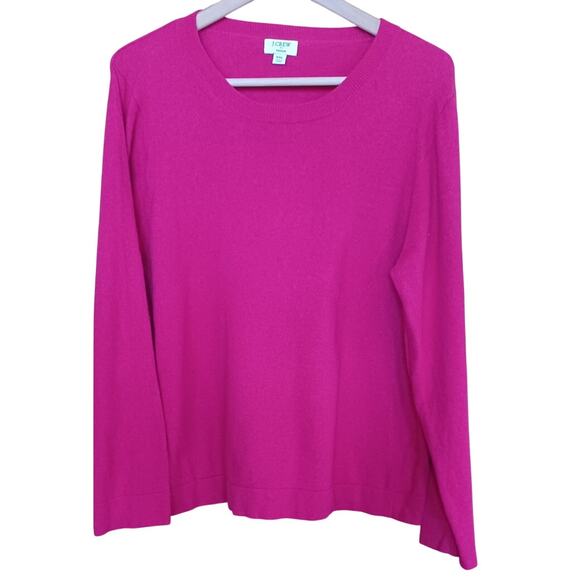 J. Crew Sweaters - J. Crew Women's XXL Fuchsia Teddie Wool Blend Crewneck Sweater Preppy Academia